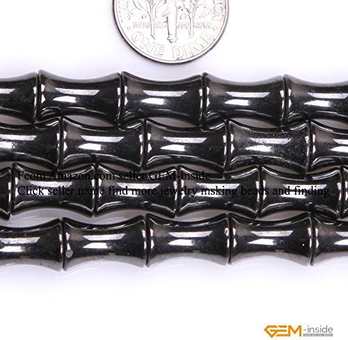 Gem-Inside Black Bamboo Magtice Hematite Gemstone Shoes soltas Minchas naturais genuínas 8x12mm Energy Stone Power