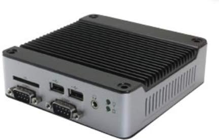 Mini Box PC EB-3360-221C1 apresenta uma única porta RS-422, uma única porta RS-232 e energia automática na função
