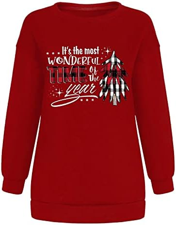Bravetoshop Christmas Sweatshirt para mulheres fofas Xmas gráficas de manga longa Camisetas de gola de enxertos de enxergias