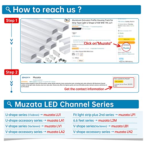 Muzata 8pack LED Channel Corner Connector Kit Adaptador em forma de L e conectores de extensão de 20pcs para canal de alumínio V1SW