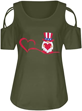 4 de julho camisetas camisetas para mulheres de manga curta V camiseta de pescoço camiseta American Flags listras