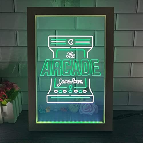 DVTEL O jogo de arcade liderou o sinal de neon, luzes noturnas USB personalizadas com moldura de madeira, placa luminosa