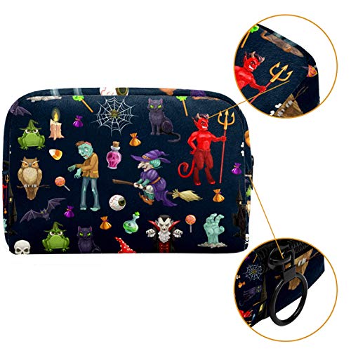 Leveis Halloween Party Monsters Ghosts Skulls Animals Small Makeup Bag Pouch para bolsa de bolsa cosmética de viagens