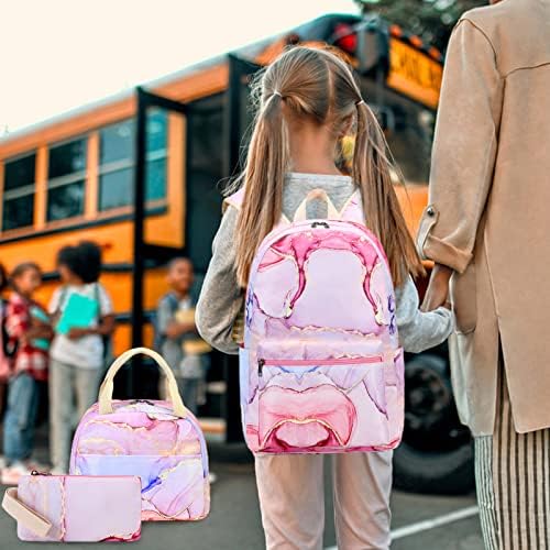 Mochila Loidou para meninas adolescentes Backpack da escola com lancheira e estojo de lápis 3 em 1 bolsas escolares Conjunto