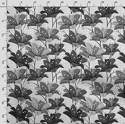 Soimoi Floral Impred, Japão Crepe Crepe Setin Fabric pelo Yard-54 polegadas de tecido decorativo de largura para vestidos, quimonos,
