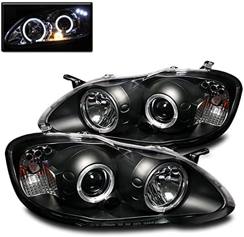 ZMAUTOPARTS DUPO HALO LED FARECTORES DE PROJECTORES LAMPLES DE PRONTO BLACK PARA 2003-2008 TOYOTA COROLLA