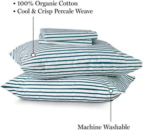 Martha Stewart não -OGM Organic Cotton King Size Sheets - 4 peças | Folha plana - Folha ajustada - travesseiros | Bedding