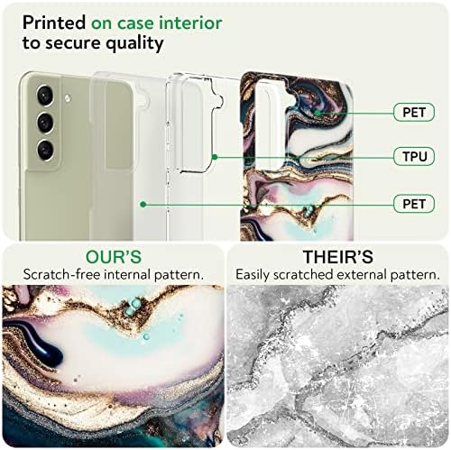 Caso claro de mármore/floral para Samsung Galaxy S21 Fe 5g Caso de 6,4 polegadas Padrão projetado para casos de capa