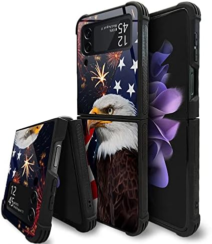 Caixa Samsung Galaxy Z Flip 4 5G, American Eagle Flag Galaxy Z Flip 4 5g Casos para homens menino, Proteção de queda Padrão frio