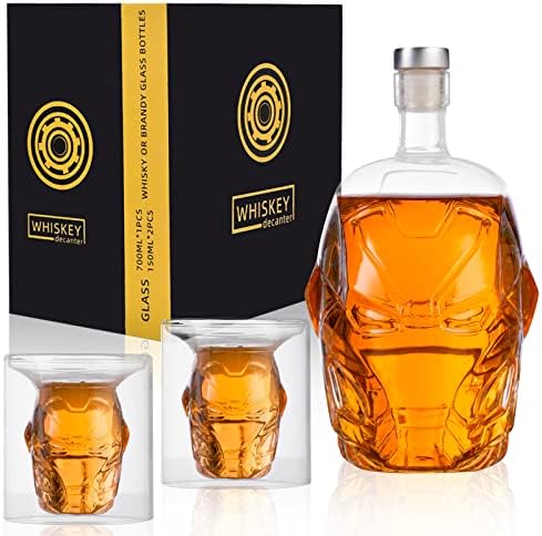 Aprona Whisky Decanter Conjunto 750ml com 2 óculos, perfeito para bebidas alcoólicas, escocês, bourbon, conhaque, vodka, coquetel,
