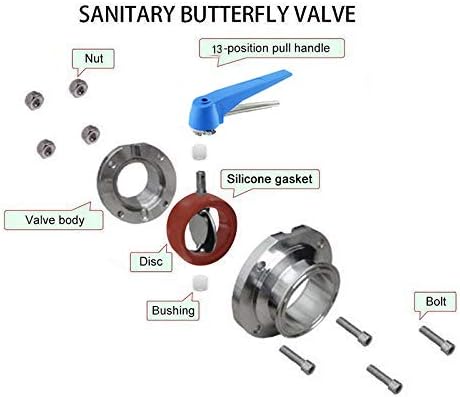 2 Tri Cramp Plástico manusera válvula de borboleta com selo de silicone TC Clover, 13 posição, aço inoxidável 304 + 2pcs Junta