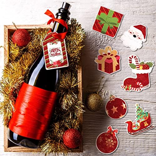 150 peças Tags de Natal com cordas de gravata de fita Rótulos de tags de natal Tags de Natal Tags de férias de natal para