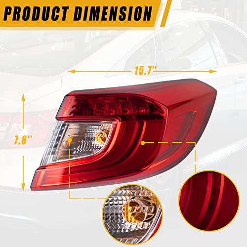 Luz da traseira lateral do passageiro da boine compatível com 2018-2021 Honda Accord Sedan LED LED LUZ