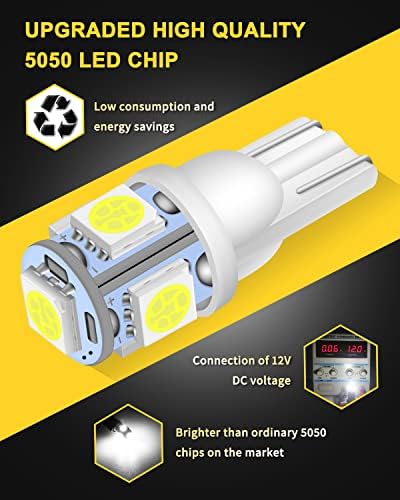 Qoope 25-pacote 194 LED BULB WHITE, Wedge T10 168 2825 W5W Bulbos de substituição 5050 5SMD para carro Interior Interior Domé