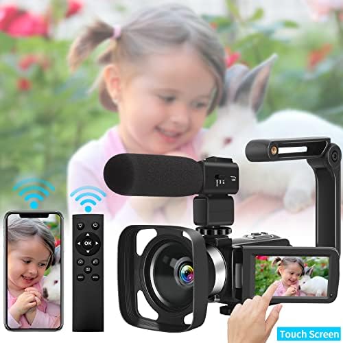 Câmera de vídeo 4K Câmera de vídeo 48MP com microfone 16 × Câmera do YouTube de Zoom Digital 3 '' 'Screen e controle remoto