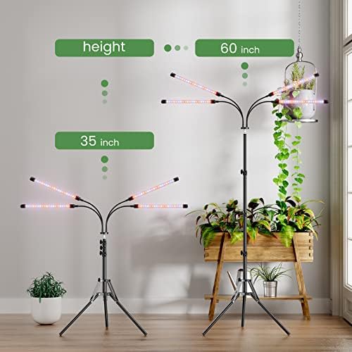 Luzes de cultivo para plantas internas, LED Full Spectrum Plant Light com suporte
