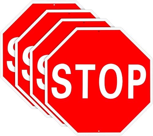 4 PCs Stop Sign, 24 x 24 '' Big Street Sinais refletivos de aviso lento, sinais de rua do octógono Sinais de alumínio livre