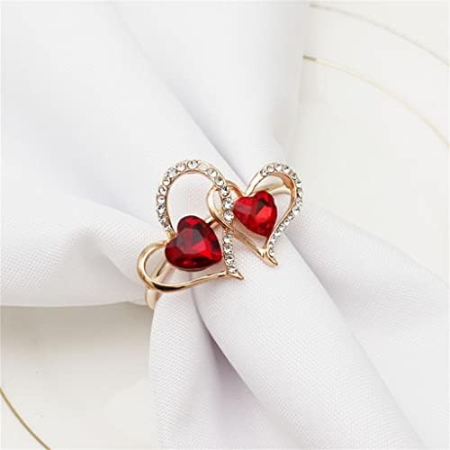 Lmmddp 12pcs/vermelho Double Love Ring Ring Diamond Metal Anel de guardana