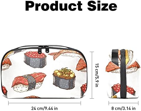 Organizador eletrônico Small Travel Cable Organizer Bag para discos rígidos, cabos, carregador, USB, cartão SD, cartoon Japane Food Sushi Pattern