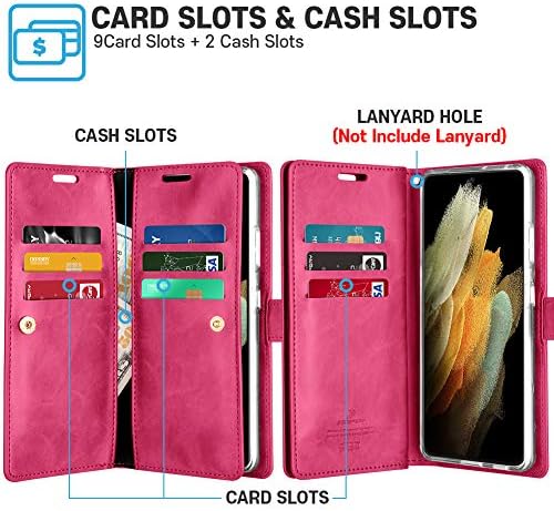 Carteira de Mansoor Goospery para Galaxy S21 Ultra 6,8 Case, lados de dupla face com vários slots de tolo de tolo interno