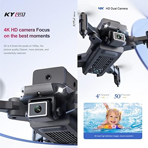 Xiaokeke Mini RC Drone para crianças com câmera dupla de 4K FPV, evitação de obstáculos, presentes de brinquedos de controle remoto para meninos para meninas iniciantes, modo sem cabeça, uma chave de ajuste de velocidade de partida, 3D Flips 2 baterias, b