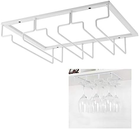 Suporte de copo de vinho pendurado de topo, suporte de haste de metal montado na parede, suporte para copo suspenso para economizar espaço para o design de cozinha de bar, branco, branco,