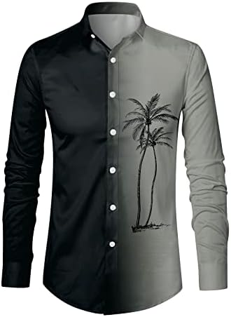 Xxbr mass de botão para baixo camisas casuais, gradiente de colarinho virado de outono camisa havaiana camisa hipster de manga longa