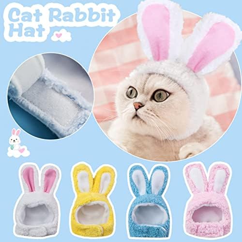 Chapéu de gato com figurino de animais de estimação com orelha de coelho macia, Arkutor Novelty Bunny Headwear