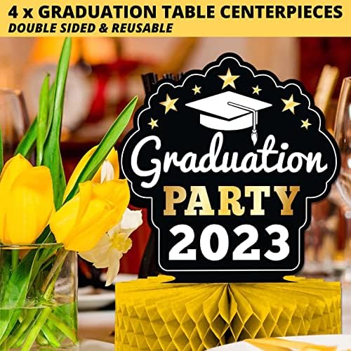 2023 Decorações de graduação Classe de 2023 Mesa de graduação de 4 pacote Decorações centrais - Classe de dupla face
