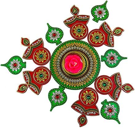 Rangoli para decoração com t suporte de luz acrílica 13 pcs definidos por Índio colecionável