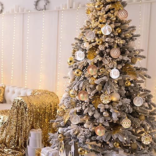 Christmas Glitter Champagne Ball enfeites para árvores de natal, 2,36 polegadas de Natal Bolas de árvore de Natal O ornamento