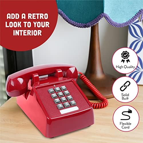 Dododuck Vintage Corded Phone para idosos com Ringer de Ringer Alto Extra para Deficiência Auditiva, Volume Ajustável,