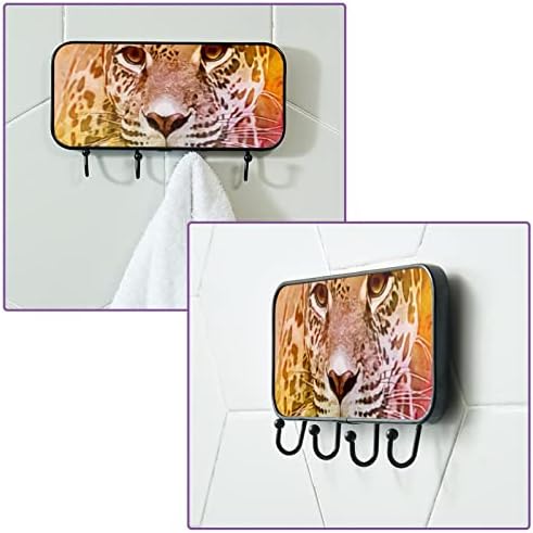 Ganchos Guerotkr para pendurar, ganchos de parede adesivos, ganchos auto -adesivos, padrão de leopardo de animal colorido