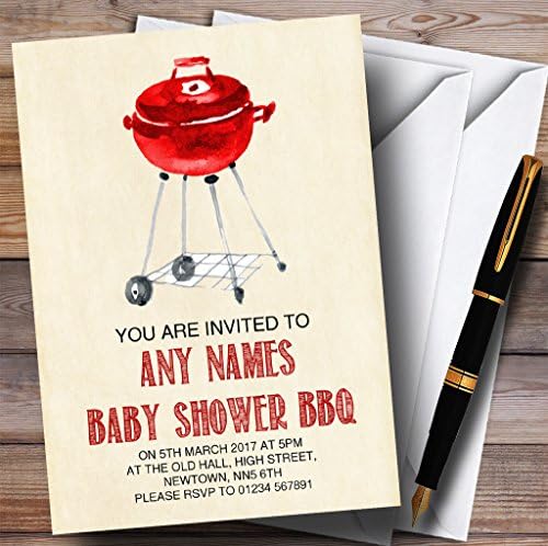Convites de churrasco de aquarela vermelha convites para chá de bebê