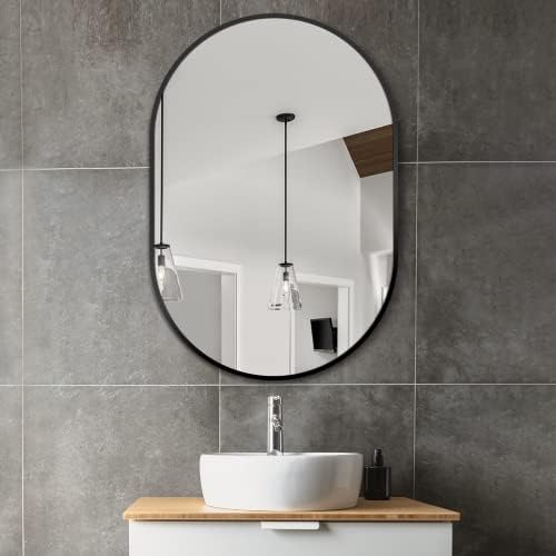 Espelho do banheiro para parede, 36''x24 '', espelho oval preto para banheiro de entrada do quarto, espelho de vaidade