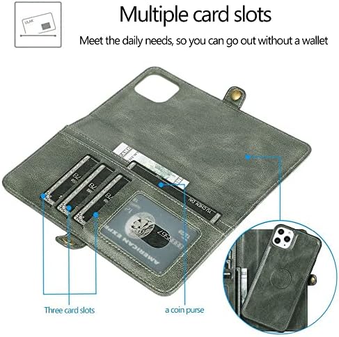 Caixa da carteira Flip para iPhone 14 Plus Tampa celular de couro magnético destacável para iPhone 13 Pro Max 12