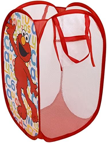Crown artesanato Infantil Products Sesame Street Elmo Pop Up Horse - Cesta/bolsa de lavanderia de malha com alças duráveis