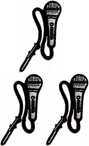 Kleenplus 3pcs. Microfone de karaokê cinza desenho animado remendo de apliques artesanal artesanal bebê garoto menina feminina roupas de roupa de fantasia DIY adesivo de reparo decorativo remendos