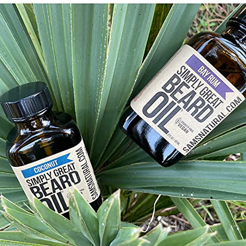 Óleo de barba simplesmente ótimo - óleo de barba com aroma de coco - Condicionador de barba 3 oz Aplicador fácil - Natural - Vegan e Crueldade Free Cuidado para as barbas - America's Favority - Presentes para homens com barbas