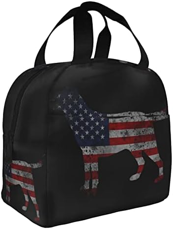 Swpwab Labrador American Flag Labrador Cão Reutilizável Folha portátil Bolsa Bento Isolada para Homens e Mulheres