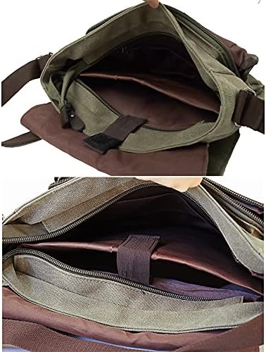 Toptie Retro Canvas Messenger Bag Fit para laptop de 14 polegadas, bolsa lateral de laptop clássica para mulheres e homens