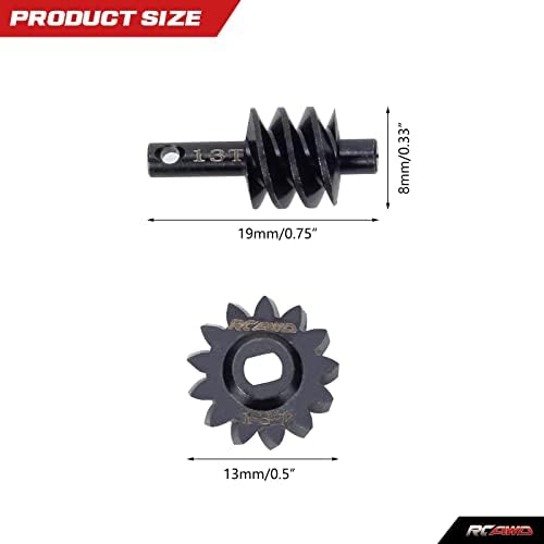 RCAWD SCX24 Atualiza engrenagens de overdrive 13t e engrenagem de worm diferencial para axial 1/24, peças de aço endurecido paraaxi90081axi00001axi00002axi00005axi00006