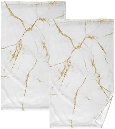 Toalhas de textura de mármore de ouro branco 2 toalhas de algodão de 2 peças, toalhas altamente absorventes para banheiro, hotel, academia