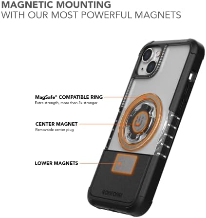 Rokform - iPhone 14 Plus ímã duplo e magsafe compatível com caixa de cristal + montagem de telefone do guidão da motocicleta