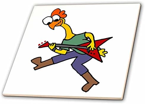 3drose fofo engraçado frango de borracha tocando rock e rolagem elétrico - telhas