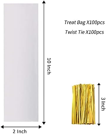 Sacos de pretzel de Yotelab, 2x10 polegadas de bolo de belo pretzel transparentes, sacos de tratamento com pretzel com gravatas,
