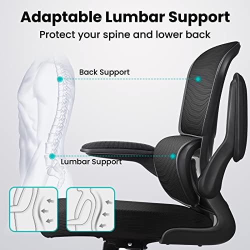 Cadeira de escritório de Razzor, cadeira ergonômica com suporte lombar e apoios de braços ajustáveis, cadeira de computador