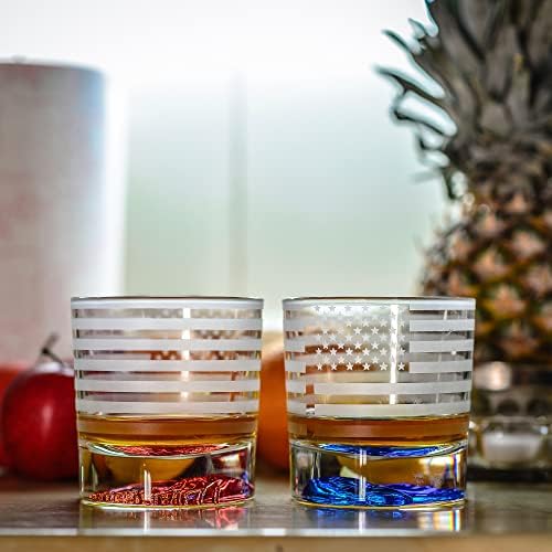 Greenline Goods American Flag Decor USA Glasses - Com águia patriótica - Conjunto de copos de 10 onças - Conjunto de uísque