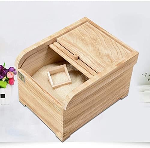 Caixa de armazenamento de arroz de armazenamento de alimentos Syzhiwujia com tampa, caixa de armazenamento de arroz 15 kg de recipiente de grãos com medição de copo de copo de copo de cozinha e organização caixa de armazenamento de arroz