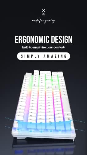O teclado de jogos com fio combina com retroilumes de arco -íris, design ergonômico com inclinação ajustável, digitação suave, teclado para jogos e mouse para jogadores de PC/laptop - branco
